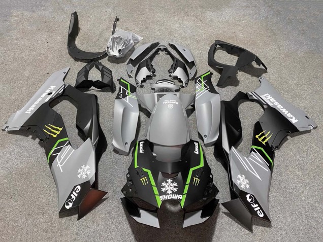 Carena Moto Kawasaki ZX10R 2021-2025 - Grigio Nero Opaco Verde Bianco Elf Nevicare Mostro