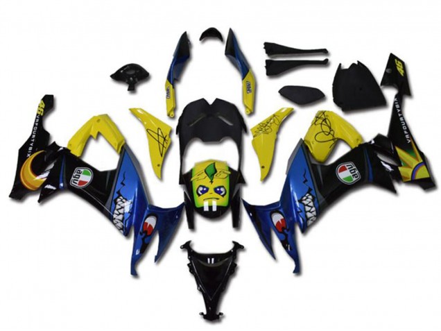 Carena Moto Kawasaki ZX10R 2008-2010 - Giallo Nero Blu Squalo