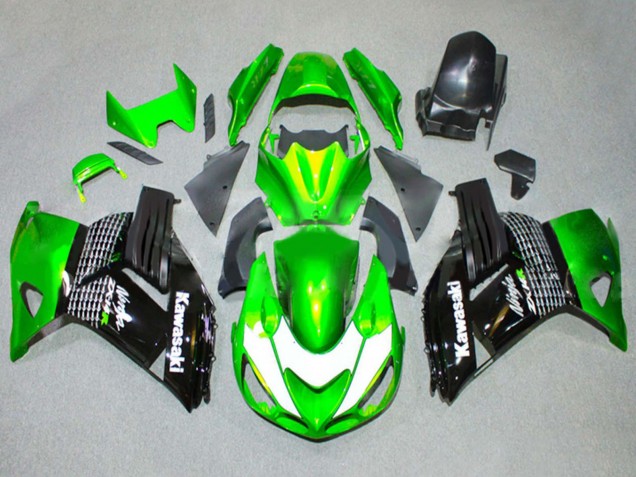 Carena Moto Kawasaki ZX14R ZZR1400 2006-2011 - Verde Bianco Nero Lucido