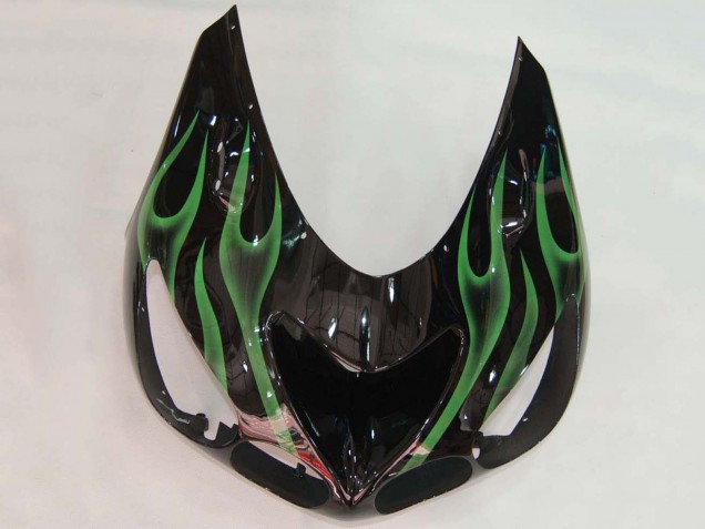 Carena Moto Kawasaki ZX14R ZZR1400 2006-2011 - Nero Lucido Verde Fiamma