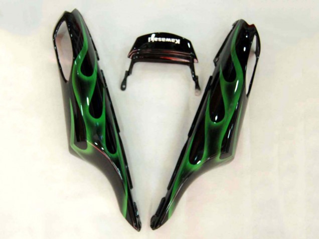 Carena Moto Kawasaki ZX14R ZZR1400 2006-2011 - Nero Lucido Verde Fiamma