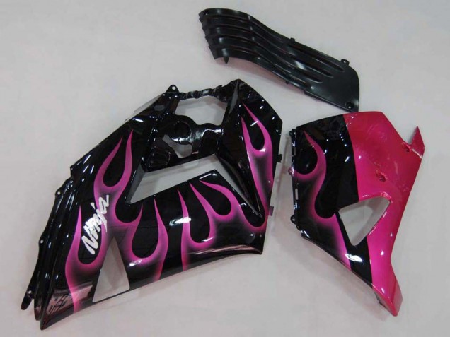 Carena Moto Kawasaki ZX14R ZZR1400 2006-2011 - Nero Lucido Rosso Rosa Fiamma