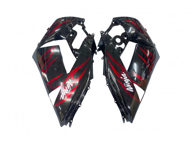 Kit Carena Moto Kawasaki ZX14R ZZR1400 2006-2011 - Nero Lucido Rosso Fiamma