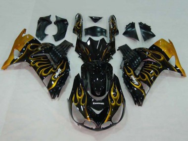 Carena Moto Kawasaki ZX14R ZZR1400 2006-2011 - Nero Lucido Oro Fiamma Fabbrica