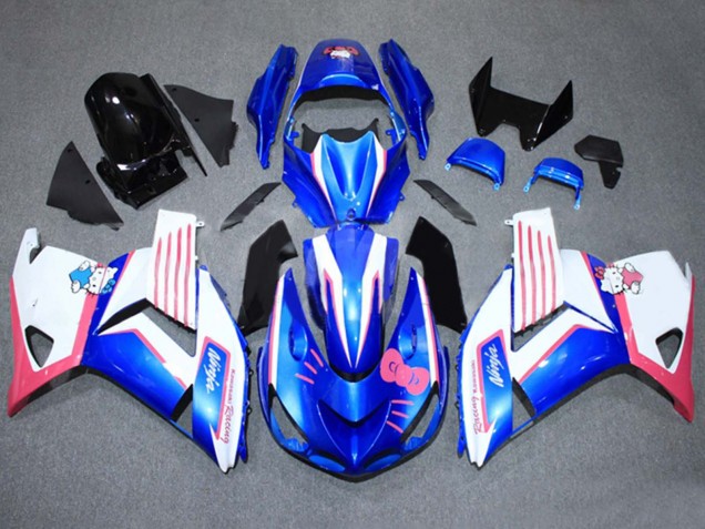 Carena Moto Kawasaki ZX14R ZZR1400 2006-2011 - Blu Bianco Rosa
