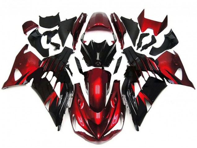 Carena Moto Kawasaki ZX14R ZZR1400 2012-2024 - Rosso Nero Lucido