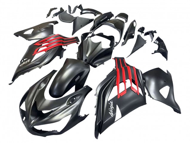 Carena Moto Kawasaki ZX14R ZZR1400 2012-2024 - Nero Opaco Rosso Bianco Ninja