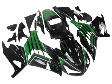Carena Moto Kawasaki ZX14R ZZR1400 2012-2024 - Verde Nero Lucido Banda Fabbrica