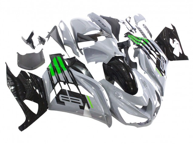 Carena Moto Kawasaki ZX14R ZZR1400 2012-2024 - Grigio Verde Nero