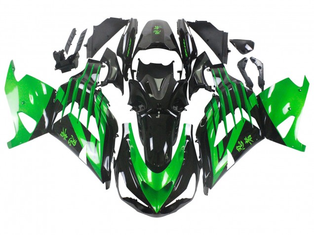 Kit Carena Moto Kawasaki ZX14R ZZR1400 2012-2024 - Verde Nero Lucido