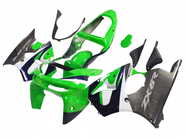 Carena Moto Kawasaki ZX6R 1998-1999 - Verde Bianco Blu Scuro Argento