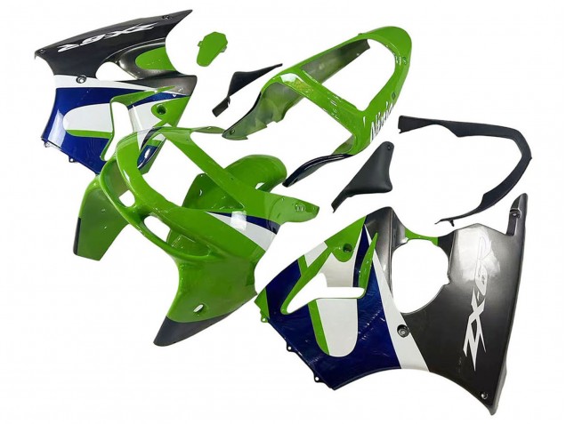 Carena Moto Kawasaki ZX6R 1998-1999 - Verde Bianco Blu Argento Nero Lucido