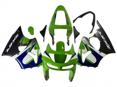 Carena Moto Kawasaki ZX6R 1998-1999 - Verde Bianco Blu Argento Nero Lucido Fabbrica