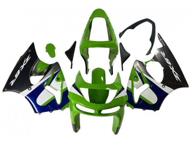 Carena Moto Kawasaki ZX6R 1998-1999 - Verde Bianco Blu Argento Nero Lucido