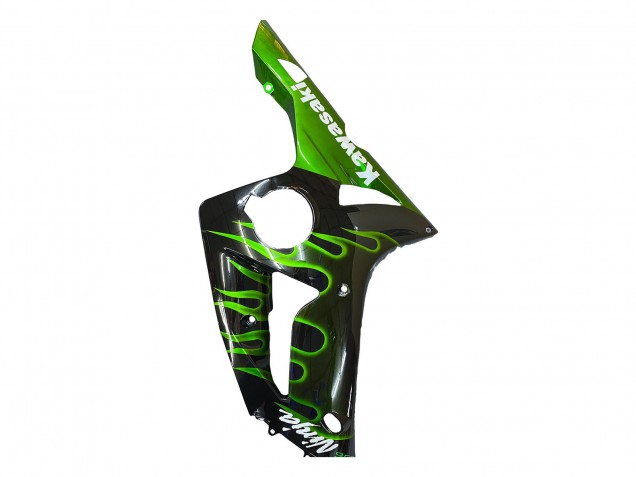 Carena Moto Kawasaki ZX6R 2003-2004 - Nero Lucido Verde Fiamma