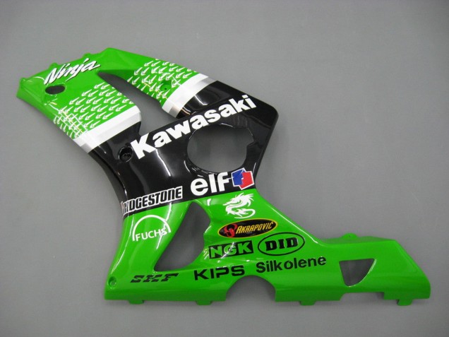 Carena Moto Kawasaki ZX6R 2003-2004 - Verde Bianco Nero Elf Bridgestone