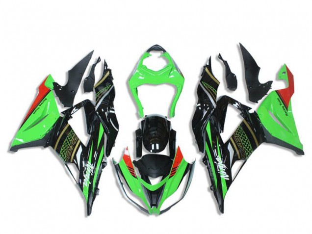 Carena Moto Kawasaki ZX6R 2013-2018 - Verde Nero Lucido Rosso Honeycomb
