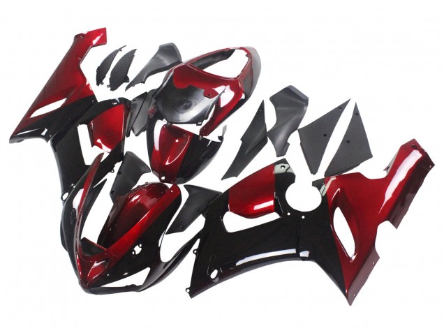 Carena Moto Kawasaki ZX6R 2005-2006 - Rosso Nero Lucido