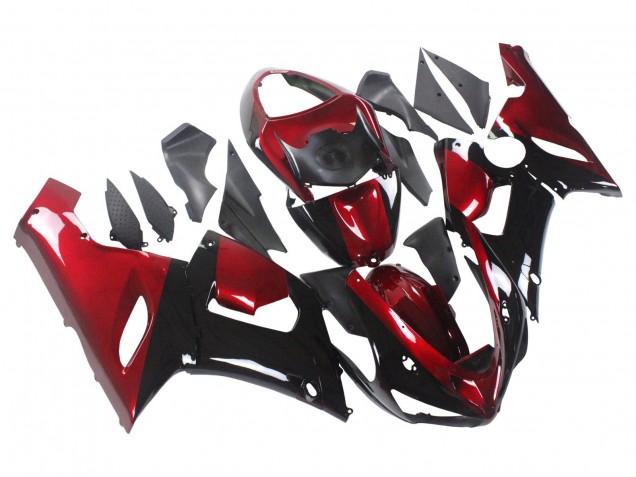 Carena Moto Kawasaki ZX6R 2005-2006 - Rosso Nero Lucido