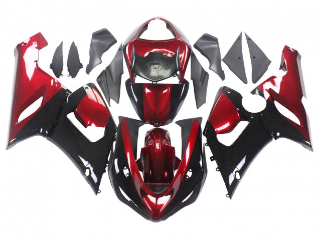 Carena Moto Kawasaki ZX6R 2005-2006 - Rosso Nero Lucido