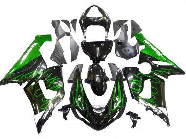 Carena Moto Kawasaki ZX6R 2005-2006 - Nero Lucido Verde Fiamma Fabbrica