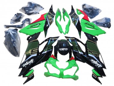 Carena Moto Kawasaki ZX6R 2009-2012 - Rosso Nero Lucido Honeycomb Fabbrica