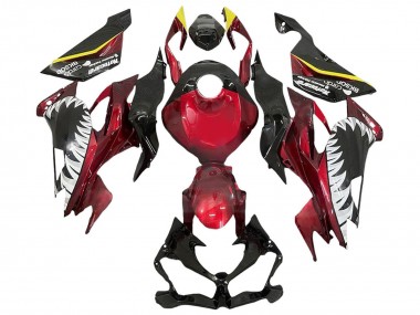 Carena Moto Kawasaki ZX6R 2013-2018 - Rosso Giallo Nero Bianco Squalo Fabbrica