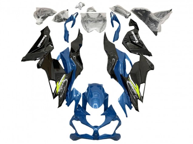 Carena Moto Kawasaki ZX6R 2019-2022 - Blu Giallo Bianco Nero Lucido