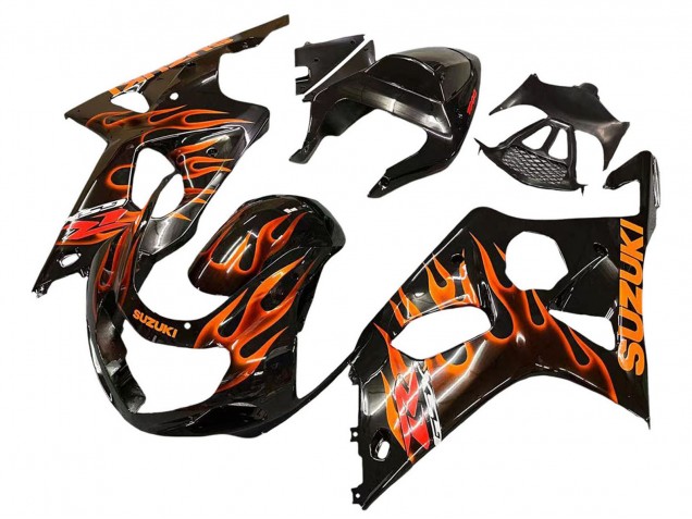 Carena Moto Suzuki GSXR1000 2000-2002 - Nero Lucido Arancia Fiamma