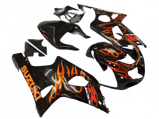 Carena Moto Suzuki GSXR1000 2000-2002 - Nero Lucido Arancia Fiamma