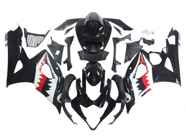 Carena Moto Suzuki GSXR 1000 2005-2006 - Nero Lucido Rosso Bianco Squalo