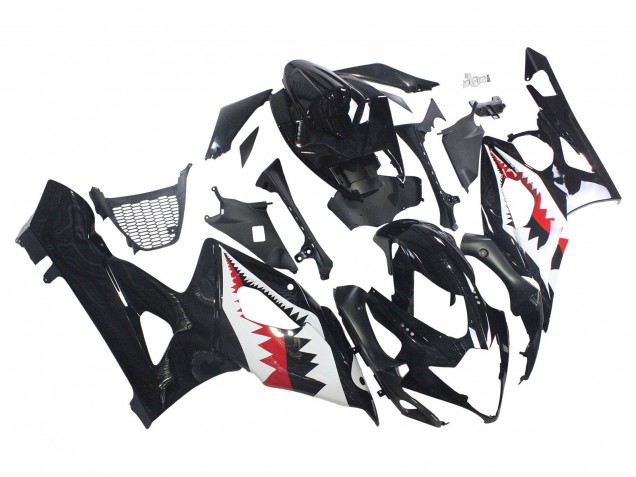 Carena Moto Suzuki GSXR 1000 2005-2006 - Nero Lucido Rosso Bianco Squalo