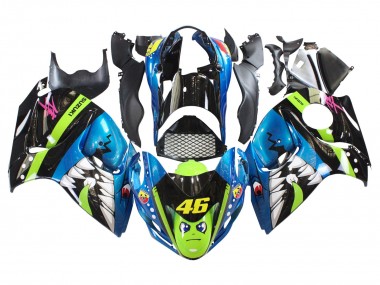 Carene Moto Suzuki GSXR 1300 Hayabusa 2008-2020 - Blu Verde Nero Squalo 46 Fabbrica