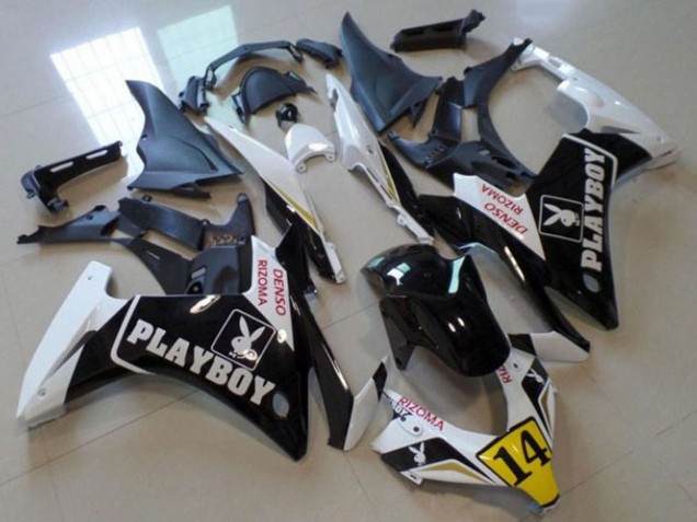 Carena Moto Honda CBR500R 2013-2015 - Bianco Giallo Nero Lucido Playboy 14