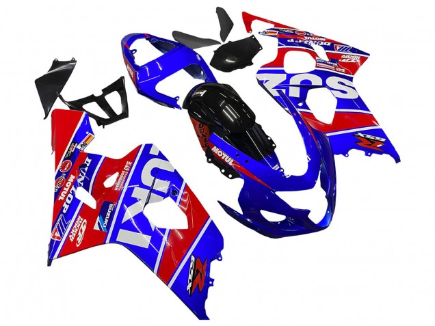 Carena Moto Suzuki GSXR 600 / GSXR 750 2004-2005 - Blu Rosso Nero Motul Dunlop