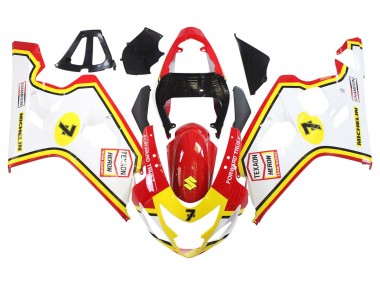 Carena Moto Suzuki GSXR 600 / GSXR 750 2004-2005 - Bianco Rosso Giallo Michelin Texaon Heron 7 Fabbrica