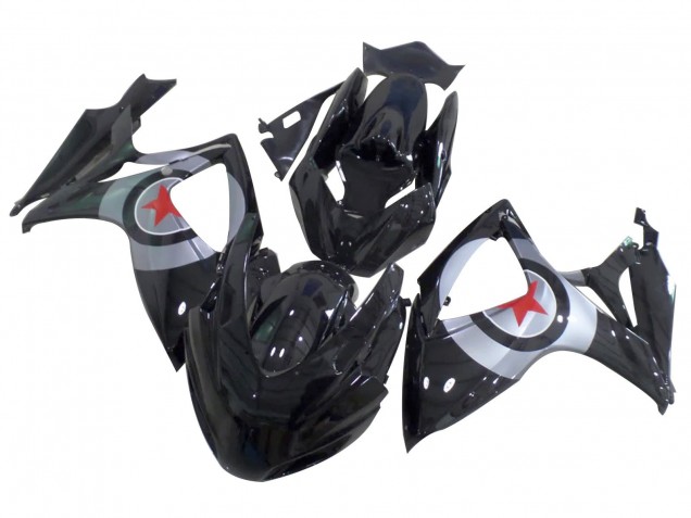 Carena Moto Suzuki GSXR 600 / GSXR 750 2004-2005 - Nero Lucido Argento Rosso Stella