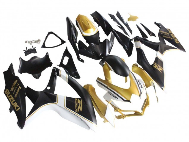 Carena Moto Suzuki GSXR 600 / GSXR 750 2008-2010 - Nero Opaco Bianco Oro