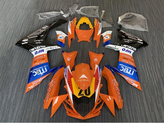 Carena Moto Suzuki GSXR 600 / GSXR 750 2008-2010 - Arancia Blu Bianco Nero ITEC