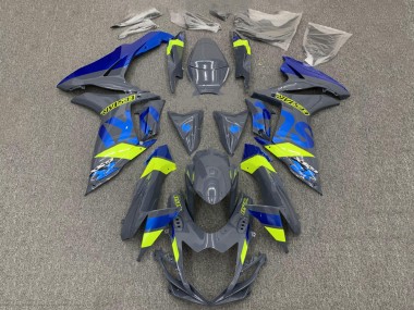 Carena Moto Suzuki GSXR 600 / GSXR 750 2011-2024 - Grigio Nardo Scuro Blu Fluorescent Giallo Fabbrica