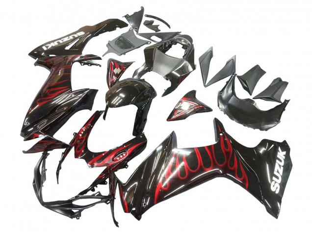 Carena Moto Suzuki GSXR 600 / GSXR 750 2011-2024 - Nero Lucido Rosso Fiamma