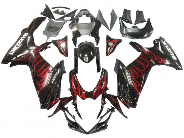 Carena Moto Suzuki GSXR 600 / GSXR 750 2011-2024 - Nero Lucido Rosso Fiamma