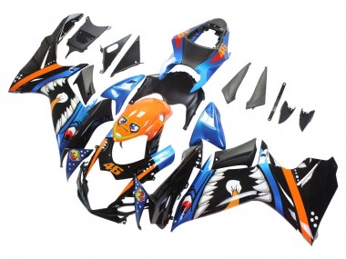 Carena Moto Suzuki GSXR 600 / GSXR 750 2011-2024 - Azzurro Chiaro Arancia Nero Bianco Squalo 46 Fabbrica