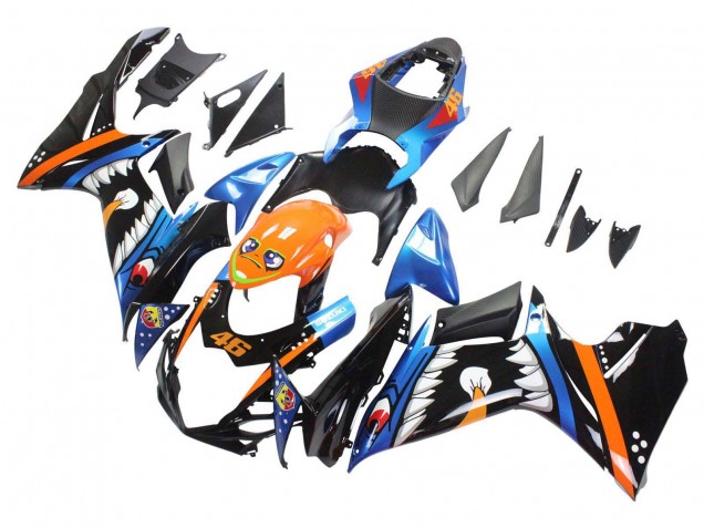 Carena Moto Suzuki GSXR 600 / GSXR 750 2011-2024 - Azzurro Chiaro Arancia Nero Bianco Squalo 46