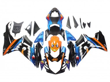 Carena Moto Suzuki GSXR 600 / GSXR 750 2011-2024 - Azzurro Chiaro Arancia Nero Bianco Squalo 46 Fabbrica