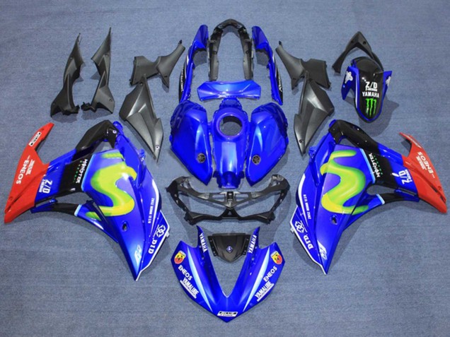 Carena Moto Yamaha YZF R3/R25 2015-2018 - Blu Nero Lucido Rosso ENEOS Mostro