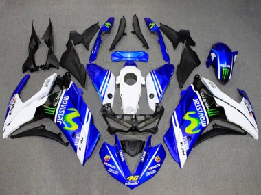 Carena Moto Yamaha YZF R3/R25 2015-2018 - Bianco Blu Verde MoviStar Mostro Fabbrica