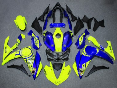 Carena Moto Yamaha YZF R3/R25 2015-2018 - Neon Giallo Blu Nero 46 Fabbrica