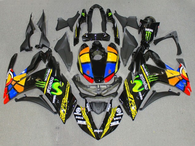 Carena Moto Yamaha YZF R3/R25 2015-2018 - Nero Lucido Giallo Bianco Blu ENEOS Mostro MoviStar Ruota dei Colori