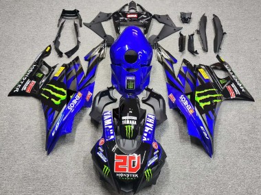 Carena Moto Yamaha YZF R3/R25 2019-2021 - Blu Nero Lucido Verde ENEOS Mostro 20 Fabbrica